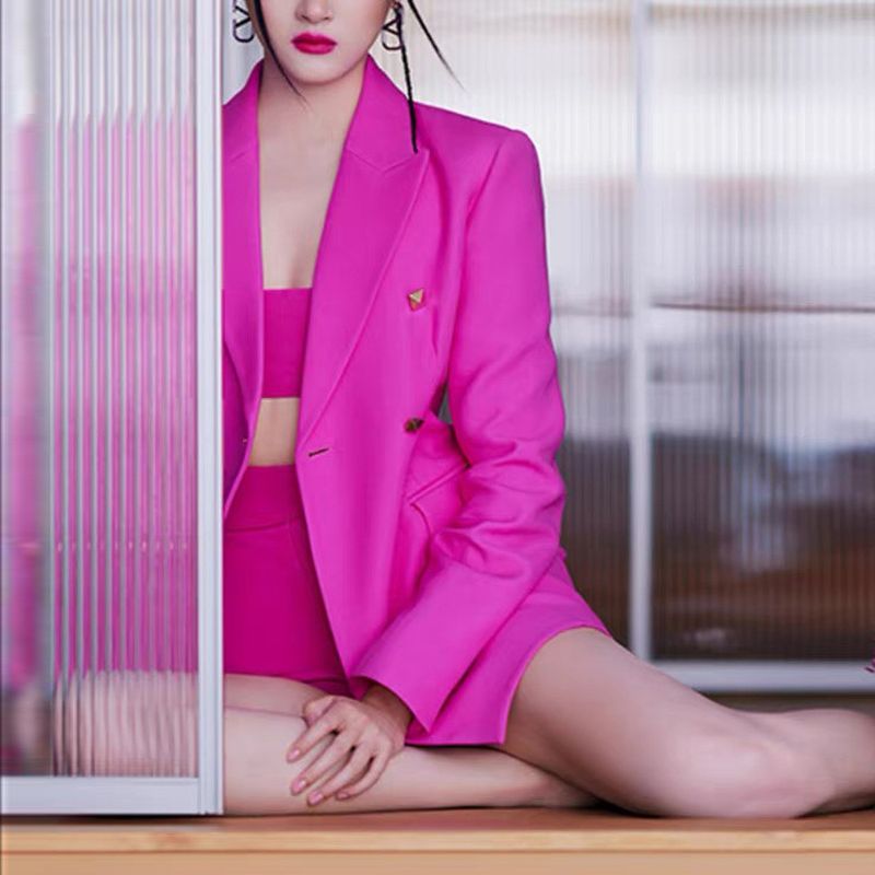 K New High Quality Temperament Commuting Fashion Women's Suit Camisole Shorts Three-piece Suit_voghion.com