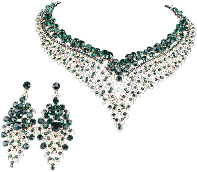 Set di gioielli da donna con strass da sposa in cristallo con strass_voghion.com