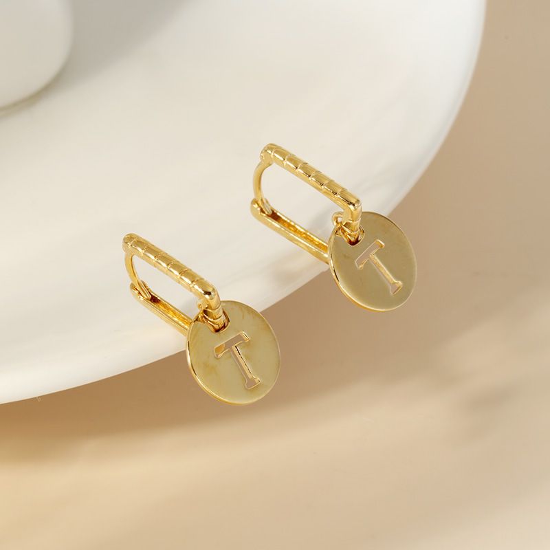 Orecchini pendenti rotondi a forma di T in argento Sterling S925, leggeri e lussuosi, versatili, placcati in oro galvanizzato, design femminile_voghion.com