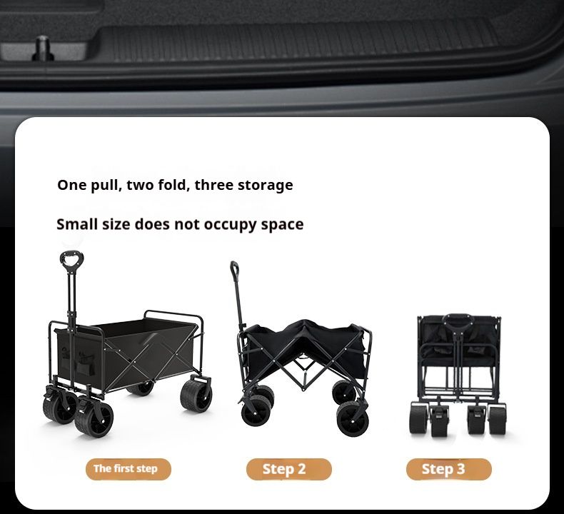 Outdoor Foldable Stall Rear Door Camping Cart, Portable Large Capacity Shopping Cart_voghion.com