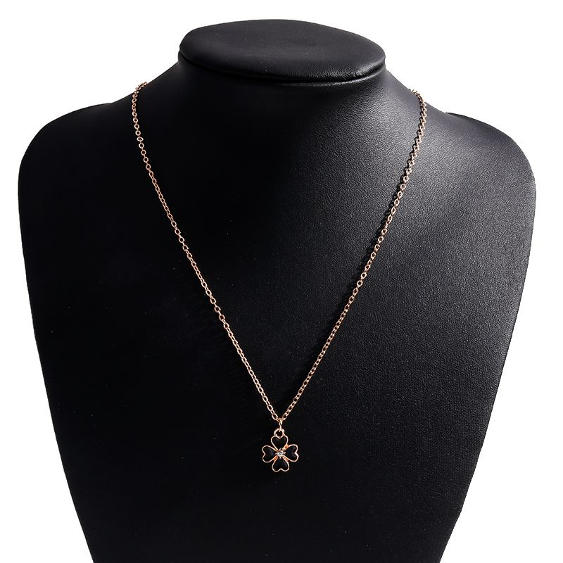 Collane e pendenti in smalto nero a forma di trifoglio, stile semplice e pronto all'uso, per donne e ragazze, bijoux, collane e ciondoli per San Valentino._voghion.com