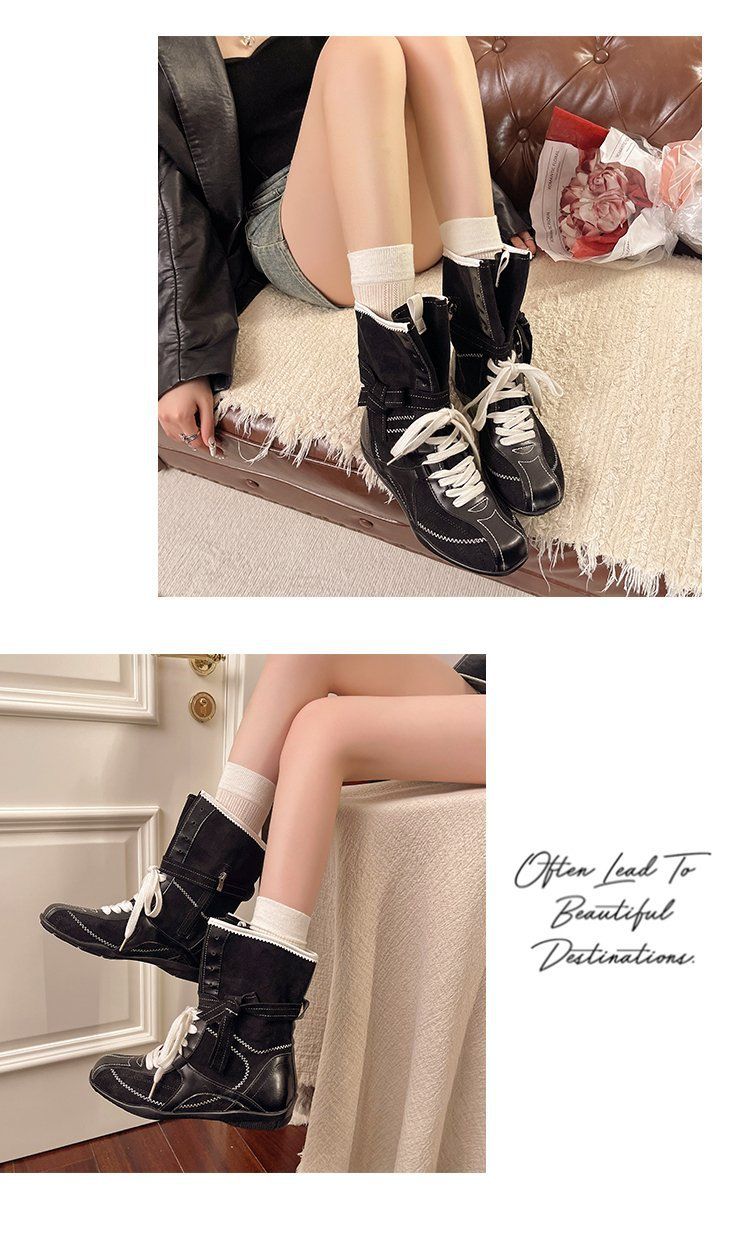 Women Boxing Boots Cowhide Version~Flat Martin For Women 2025 New Versatile Boxing Lace-Up Travel Xinjiang Tibet Short Boots_voghion.com