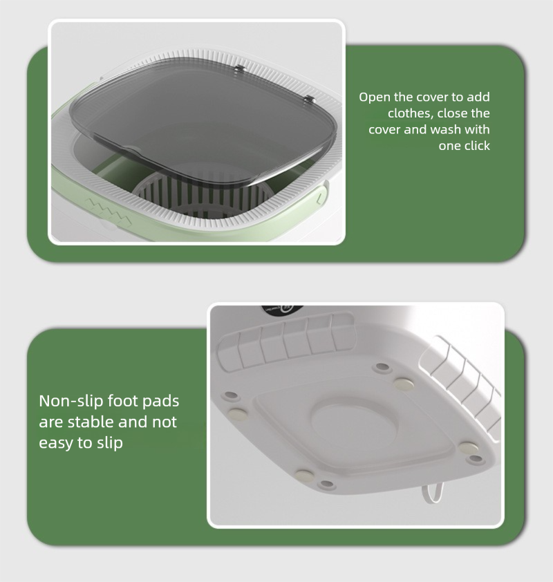 Mini lavatrice pieghevole con centrifuga, completamente automatica per calzini e biancheria intima._voghion.com