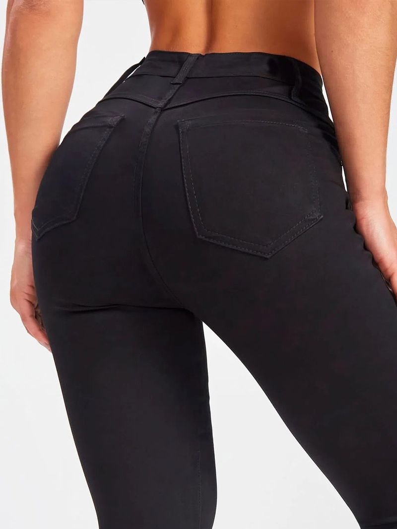 Women's Clothing Mid Waist Slim Elastic Black Tight Skinny Pants Jeans Elastic_voghion.com