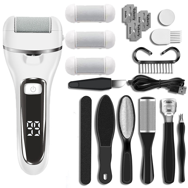 Lixa elétrica para pés, lixa para calcanhares, ferramentas de pedicure, ferramenta profissional de cuidados com os pés, removedor de calos de pele dura morta_voghion.com