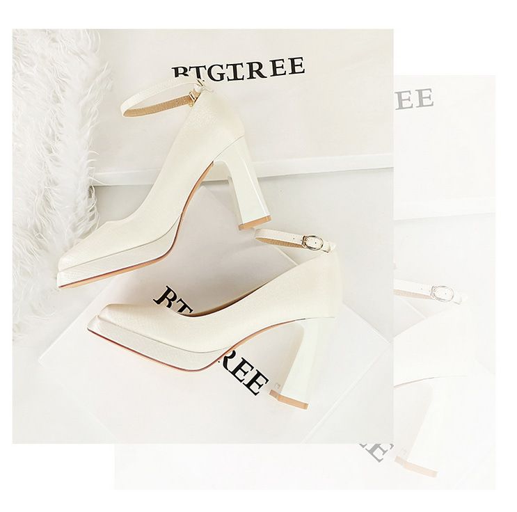 9982-K105 Style Banquet Wedding Coarse Super High Heels Waterproof Platform Silk Strap Single Shoes_voghion.com