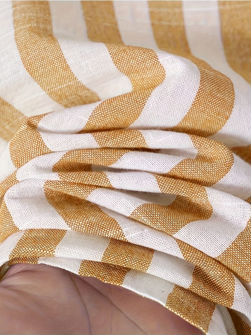 Lässiges, gestreiftes Langarmhemd zum Zuknöpfen für Herren – Baumwoll-Leinen-Mischung, leicht, atmungsaktiv, perfekt für Strandurlaube, Verabredungen und als Geschenk._voghion.com