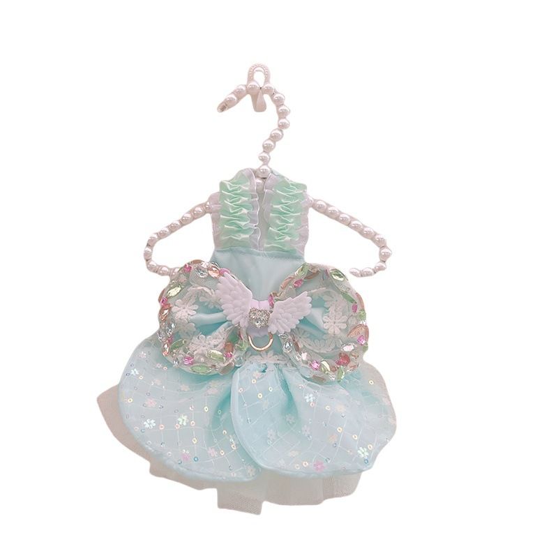 Abito estivo con paillettes per cani di piccola taglia, stile principessa maltese, stile Yorkshire, stile Bichon_voghion.com