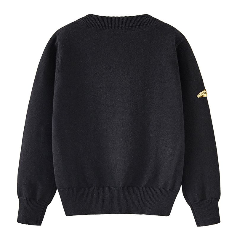 "Weiche Baumwoll-Strickjacke für Mädchen – Sternstickerei, lange Ärmel, Knopfleiste vorne, europäischer Stil (3–8 Jahre, 100–140 cm)"_voghion.com