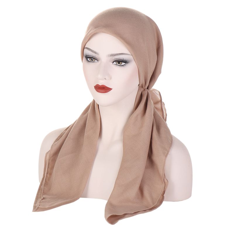 Cappello turbante in cotone e lino tinta unita, versatile cappello a coda lunga curvo quotidiano da donna in tutte le stagioni_voghion.com