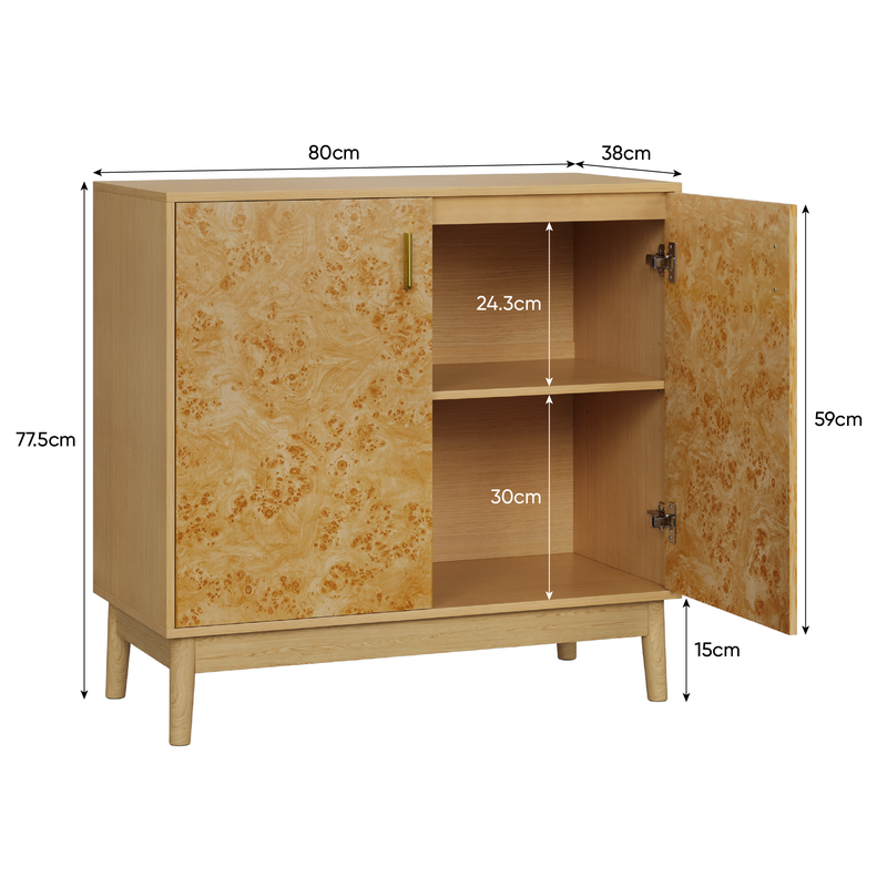 Buffetschrank Landhausstil Mit Massivholzbeinen, Verstellbaren Regalen_voghion.com