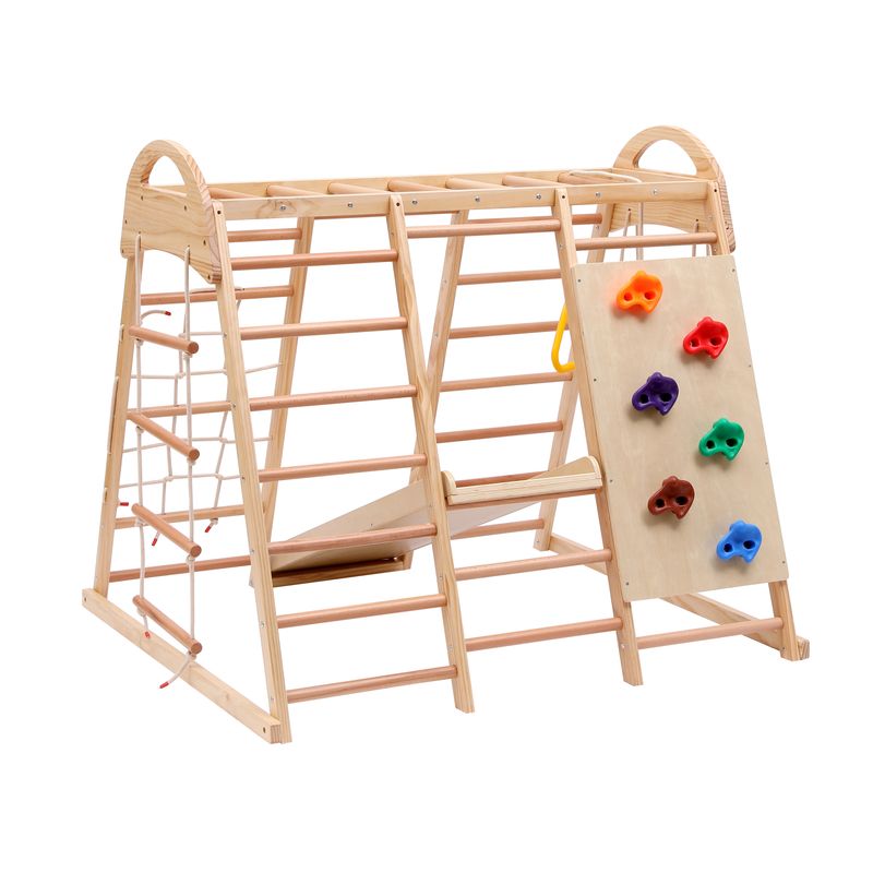 Cassettiera multifunzione 7 in 1 con Schaukel, Rutsche, Kletternetz e Klettersteinen_voghion.com