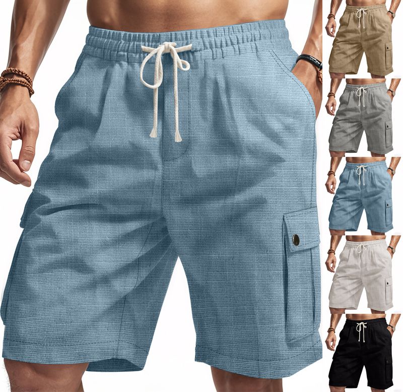 Men's Tactical Cargo Shorts - Breathable Linen Blend, Multi-Pocket Outdoor Casual Shorts For Summer, Lightweight & Comfortable (S-XXXL)_voghion.com
