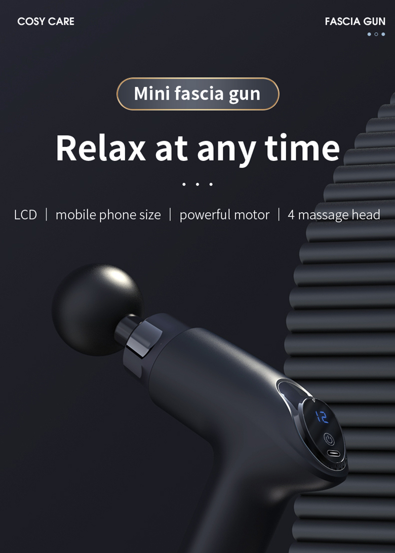 Portable LCD Massage Gun Eilctric Mini Handheld Percussion Pistol Massager Deep Tissue Muscle Relaxation Body Neck Pain_voghion.com