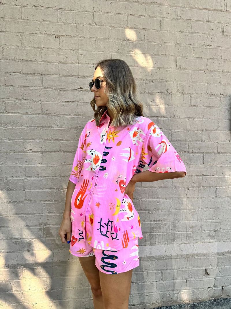 Women's Fashion Casual Suit Printed Shorts Tie-Draw Elastic _voghion.com