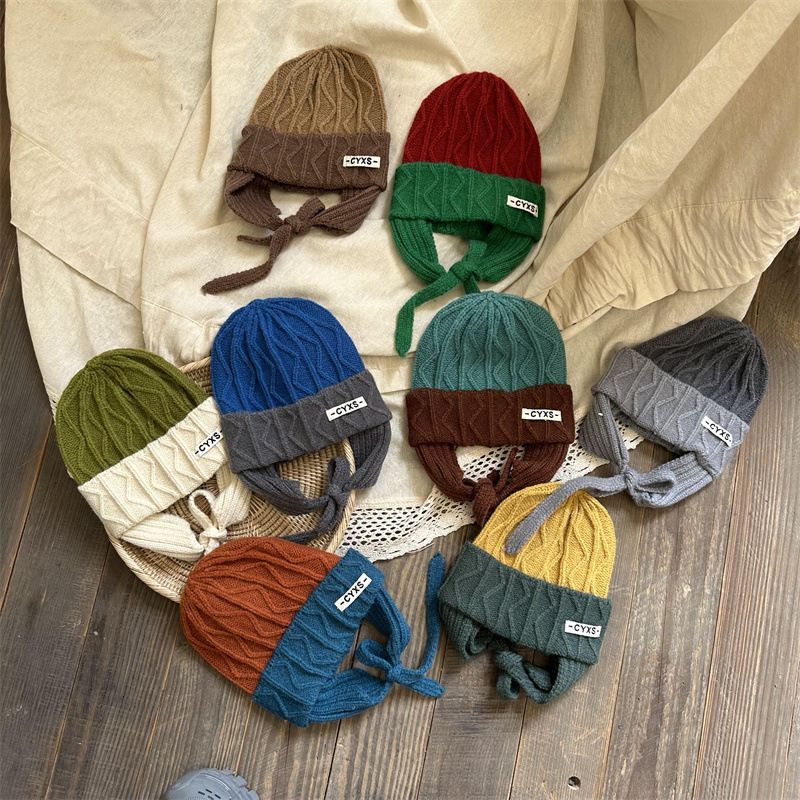 Kids'caps Boho Style Children's Knitted Personalized Color With A Cold Warm Ear Hat_voghion.com