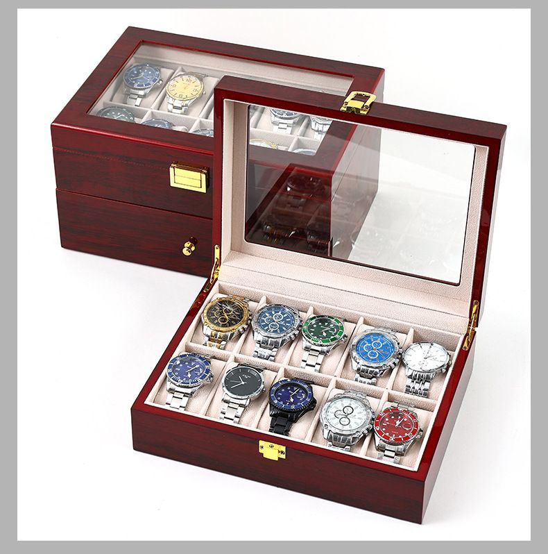 Uhrenaufbewahrungsbox Lackierte Uhrenbox Schmuckschatulle aus Perlenvlies Geschenkbox Staubdichte Aufbewahrungsbox für Herren- und Damenschmuck_voghion.com