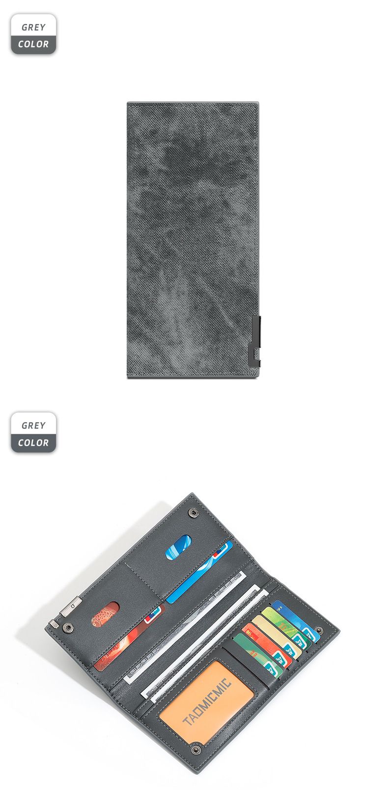 Portafoglio bifold sottile, porta carte di credito, portafoglio lungo da uomo con tasca portamonete con cerniera_voghion.com