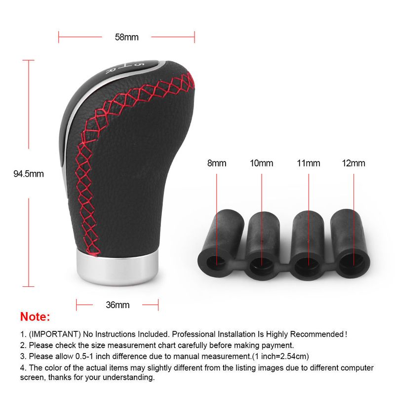 5/6-växlad universal R PU-läder manuell bilväxelspaksknopp modifierad växelspakshuvud_voghion.com