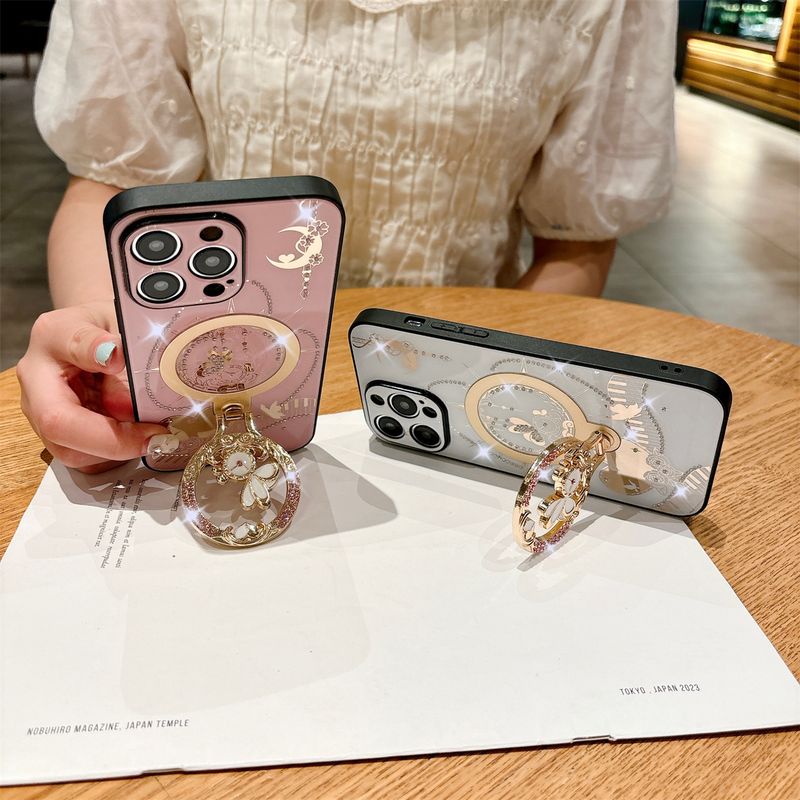 2024 New Luxury Phone Cover,For Iphone 16 15 14 13 Pro Max Rhinestones Case & Magnetic Ring Holder Stand Cases_voghion.com