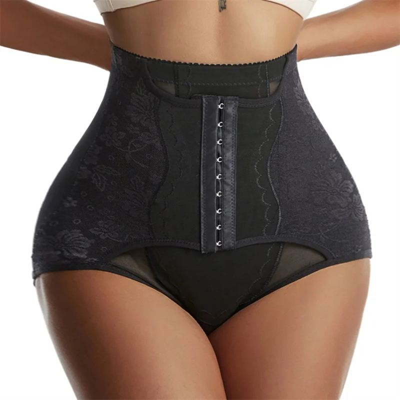 Damen-Bauchkontroll-Trainer-Korsett, Po-Lifter, Shapewear, hohe Taille, Body-Shaper-Slip, schmaler Gürtel, Höschen mit Haken_voghion.com