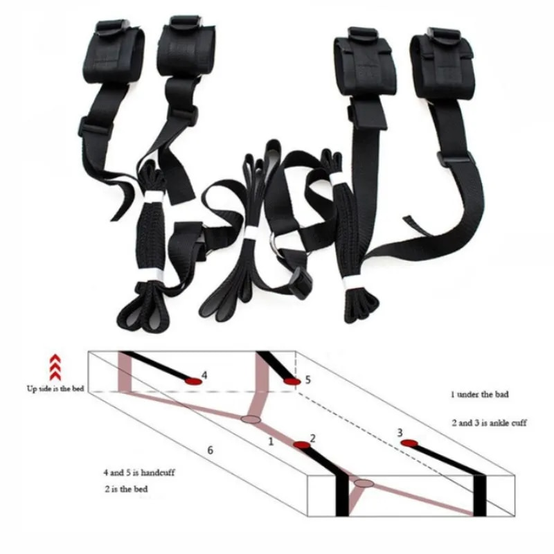 Bilincsek, BDSM, Bondage Set, Ágynemű, BDSM, Bondage Restraint Strap System, Felnőtteknek, Csukló- és Bokabilincsek, Erotikus Szexjáték Női Pároknak, Rabszolgák_voghion.com