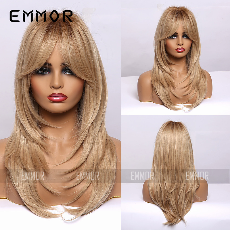 Verloop blond haar staartrol hoge temperatuur zijde chemische vezel pruik vrouw_voghion.com