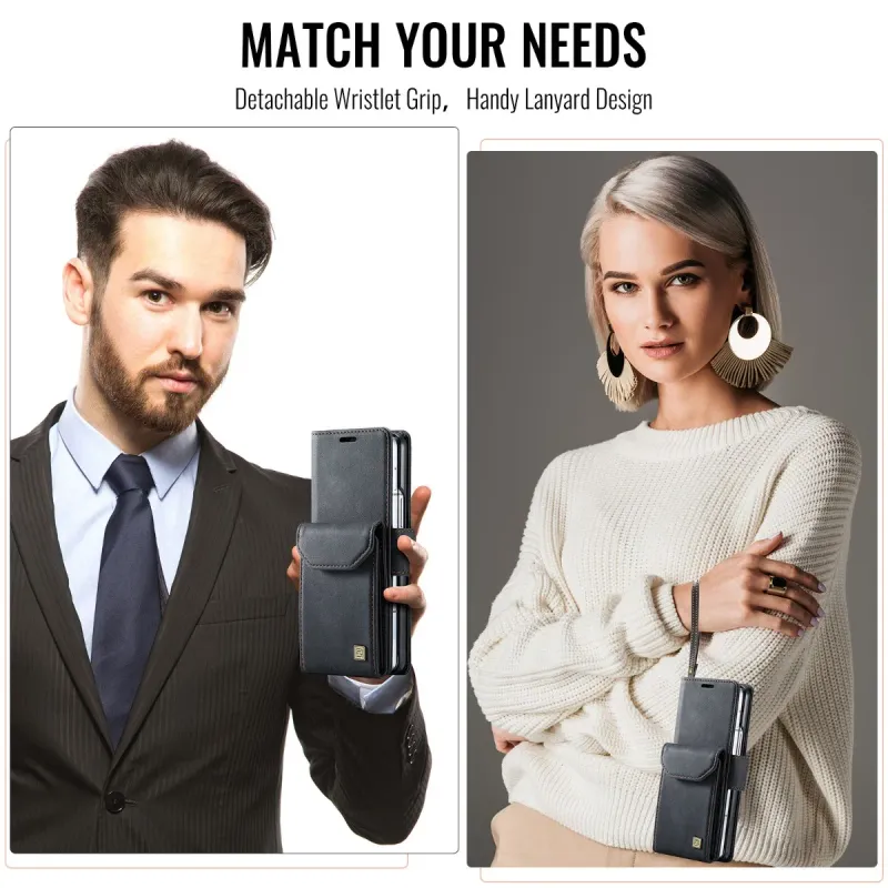 Custodia per telefono con portafoglio per Samsung Galaxy Z Fold 6 5 Fold6 Fold5 5G con blocco RFID, porta carte di credito, custodia in pelle PU_voghion.com