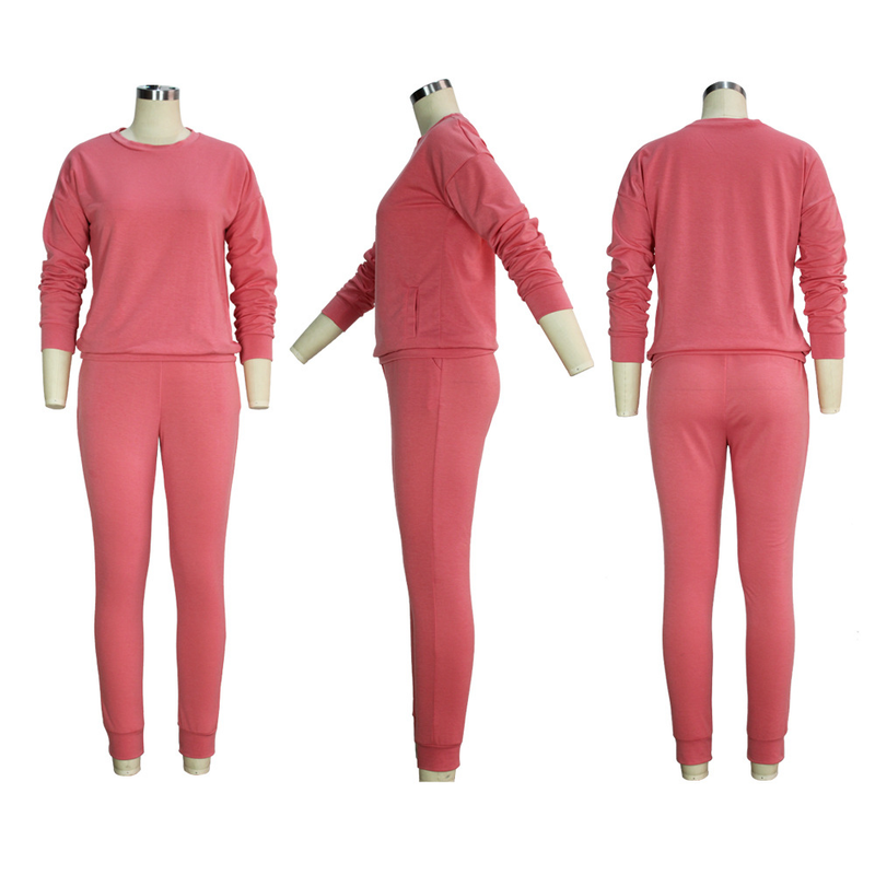 Set da donna casual in due pezzi a maniche lunghe tinta unita multicolore da strada_voghion.com