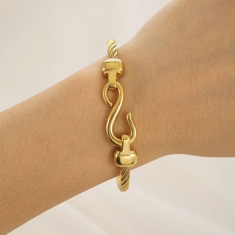 Ins Internet celebrity style titanium steel fishhook bracelet simple personality braided wire rope bracelet_voghion.com