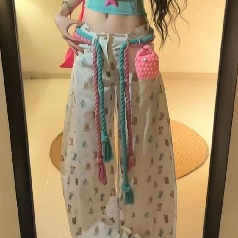 Oxygen Girl ~ Eye-Catching Artifact Colorful Belt Woven Chain Niche Design Dopamine Versatile Waist Rope_voghion.com