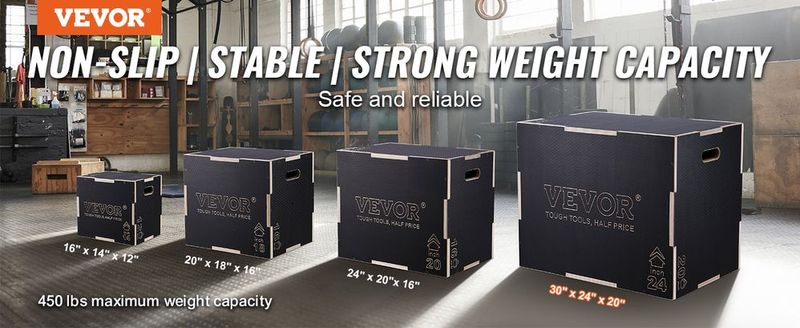 VEVOR 3 In 1 Plyometric Jump Box, 30/24/20 Inch Wooden Plyo Box, Platform & Jumping Agility Box, Anti-Slip Fitness Exercise Step Up Box For Home Gym Training, Conditioning Strength Training, Black_voghion.com