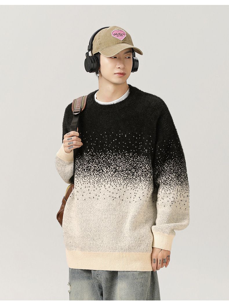 Maglione in peluche di visone imitazione con design a cambiamento graduale, autunno e inverno, nuovo maglione caldo lavorato a maglia, trama ampia e giacca alla moda Q_voghion.com