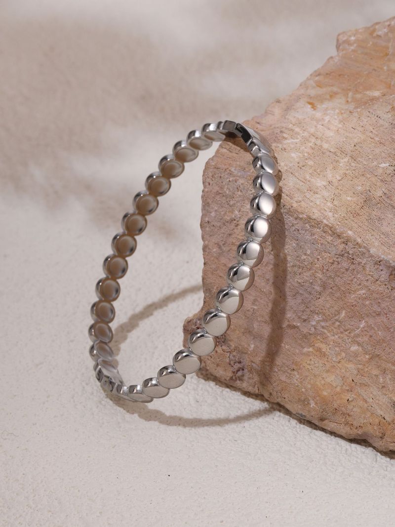 Square Sugar Ins Gold Bean Dot Buckle Bracelet Titanium Steel Non Fading Bracelet_voghion.com