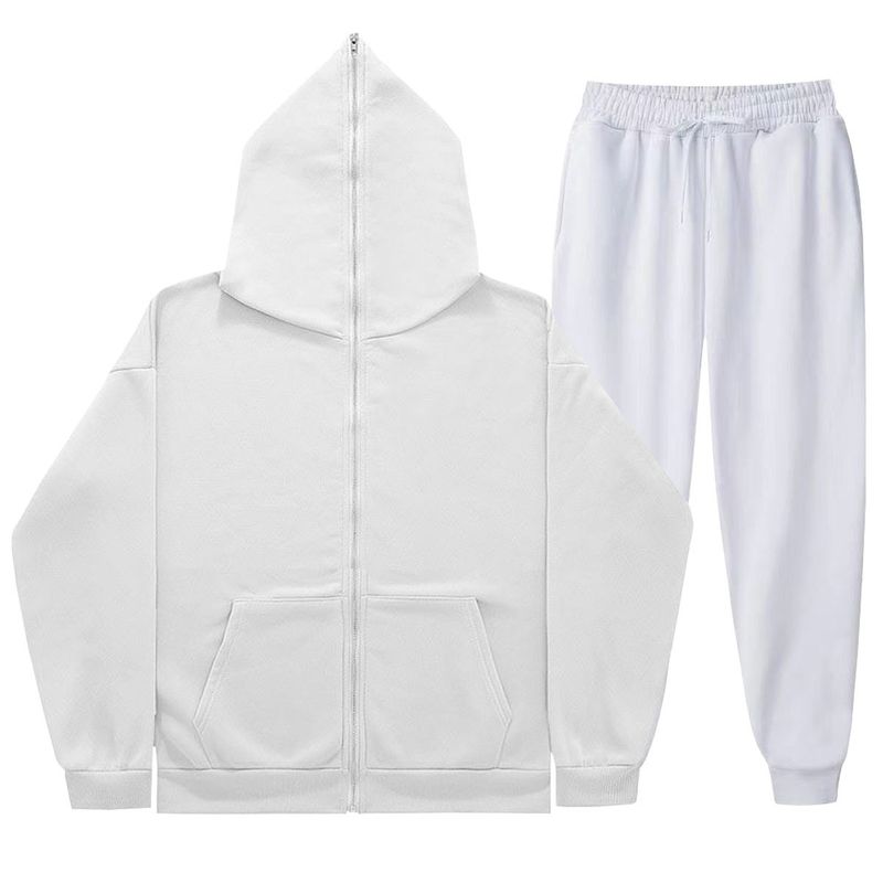 Autumn Winter New Long Zipper and Velvet Set for Men's Punk Street Hoodie Coat_voghion.com