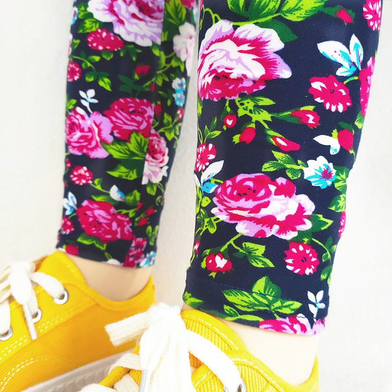 XUANMU Leggings doux pour filles Leggings imprimés pour filles Pantalons pour bébés et enfants Pantalons crayon élastiques skinny à fleurs XB007_voghion.com
