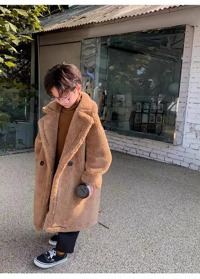 Superweicher, dicker, gesteppter Mantel für Mutter und Kind, langer Teddyfleece-Mantel für Kinder – ultraweiche, baumwollgefütterte Winterjacke für Jungen und Mädchen (95–130 cm)_voghion.com