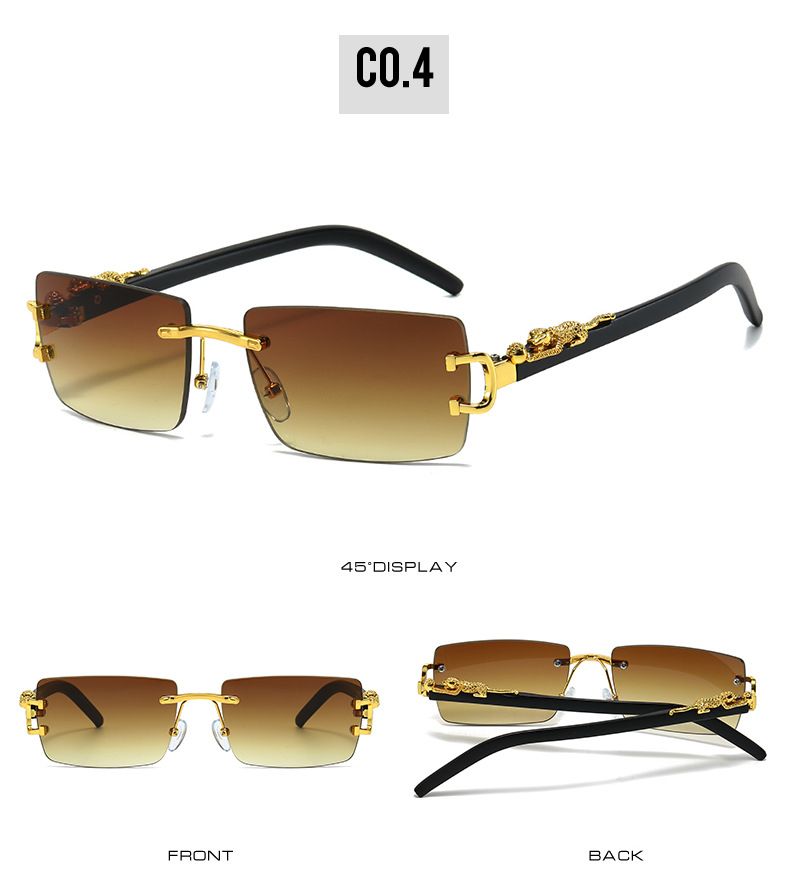 VOOTHOST Unisex Randlose Kunststoffrahmen Bunte Modebrille für Sommerurlaub Outdoor-Reisen Bekleidungszubehör mit Leder-Brillenetui F0119_voghion.com