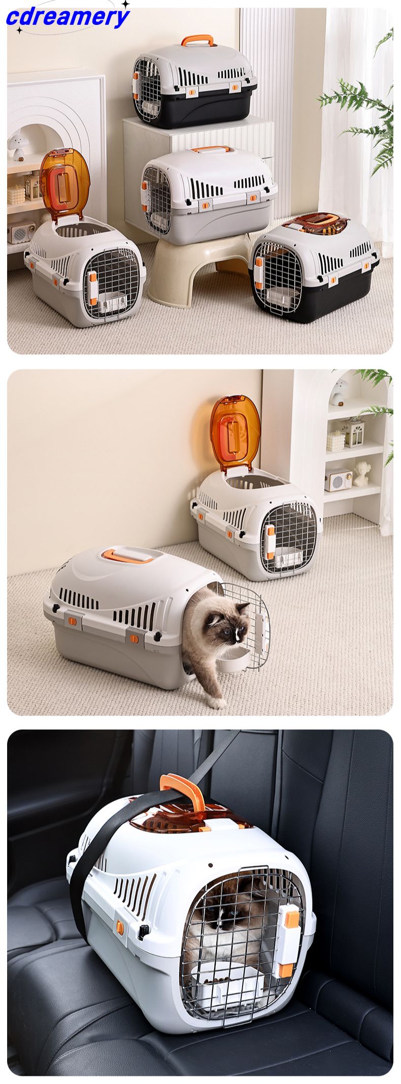 Evcil Hayvan Sandıkları Taşınabilir Evcil Hayvan Kutusu Araba Kedi Kulübesi Evcil Hayvan Hava Kutusu Kedi Hava Kutusu Demir Örgü Kedi Köpek Seyahat Bavulu_voghion.com