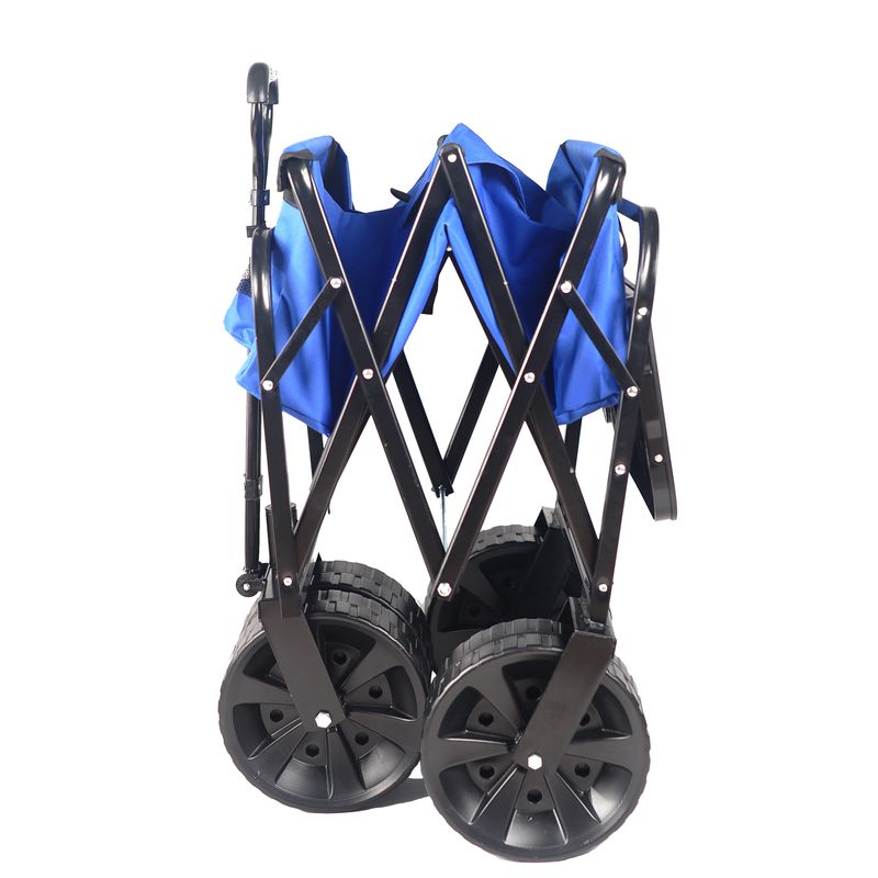 Folding Wagon Garden Shopping Beach Cart (Blue)_voghion.com