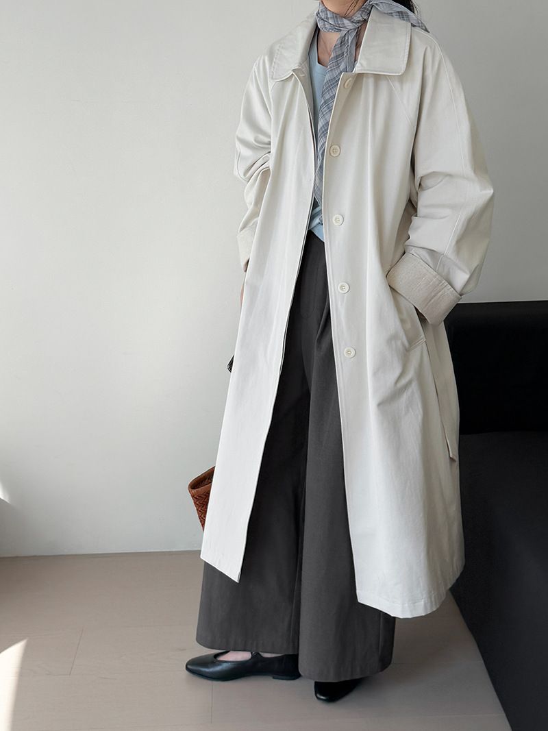 Women's Korean Retro Elegant Lapel Mid-Length Trench Coat For Women Japanese Style High-End Oversized Casual Jacket For Early Autumn_voghion.com