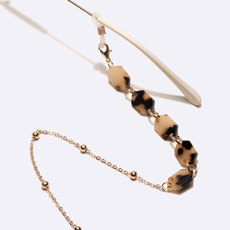 Fashion Polygonal Leopard Print Acetate Beaded Glasses Mask Chain_voghion.com