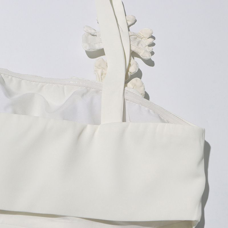 Damenbekleidung Temperamentvoller, kleiner Duftstil, dreidimensionaler Blumen-Zweiteiler_voghion.com