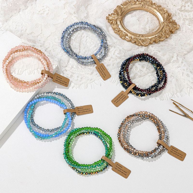 Pulsera de cuatro piezas de vidrio bañado en color para mujer, conjunto de regalo de moda para mejor amiga, joyería_voghion.com