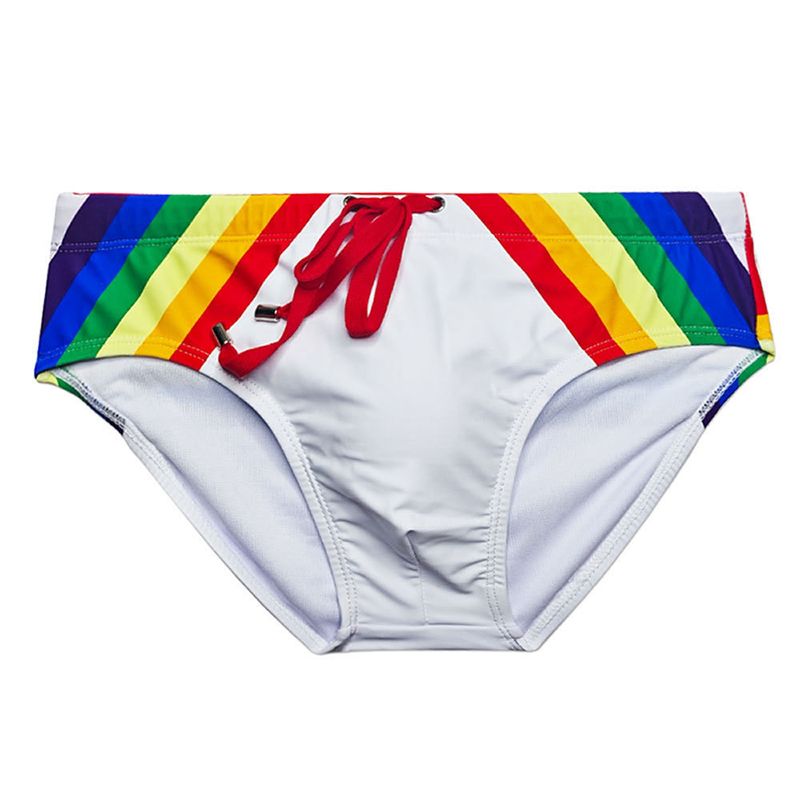 UXH Rainbow New Swim Trunks With Cup Sexy Close-fitting Quick-dry Sports Triangle For Men_voghion.com