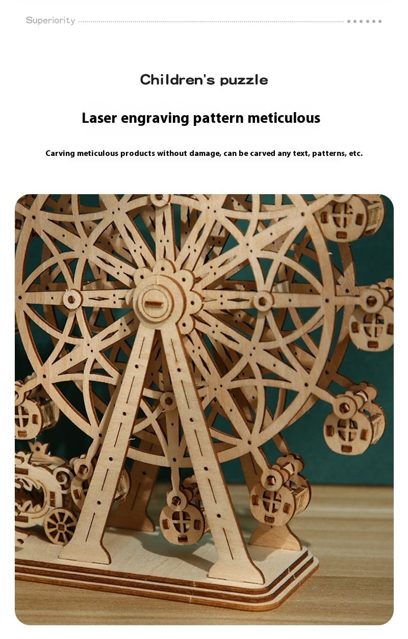 Roda gigante de madeira modelo de montagem 3D brinquedo feito à mão ornamentos de alta qualidade colecionáveis 2024 novos produtos_voghion.com