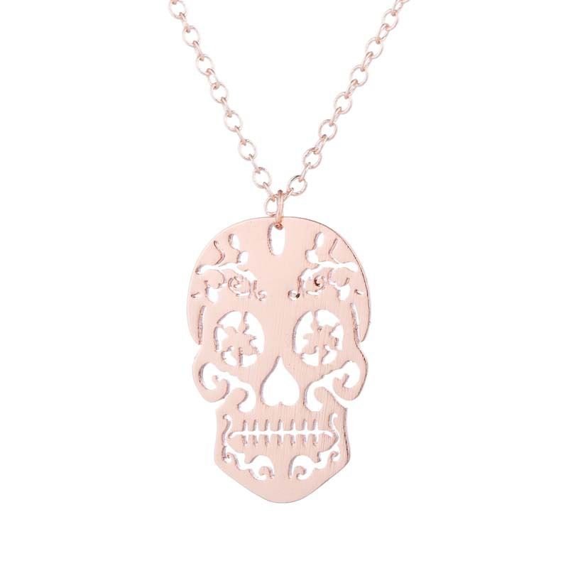 Vintage Horror ausgehöhlte Anhänger Halskette Unisex mexikanischen Schädel Schlüsselbein Kette Ornament Halloween Geschenk_voghion.com