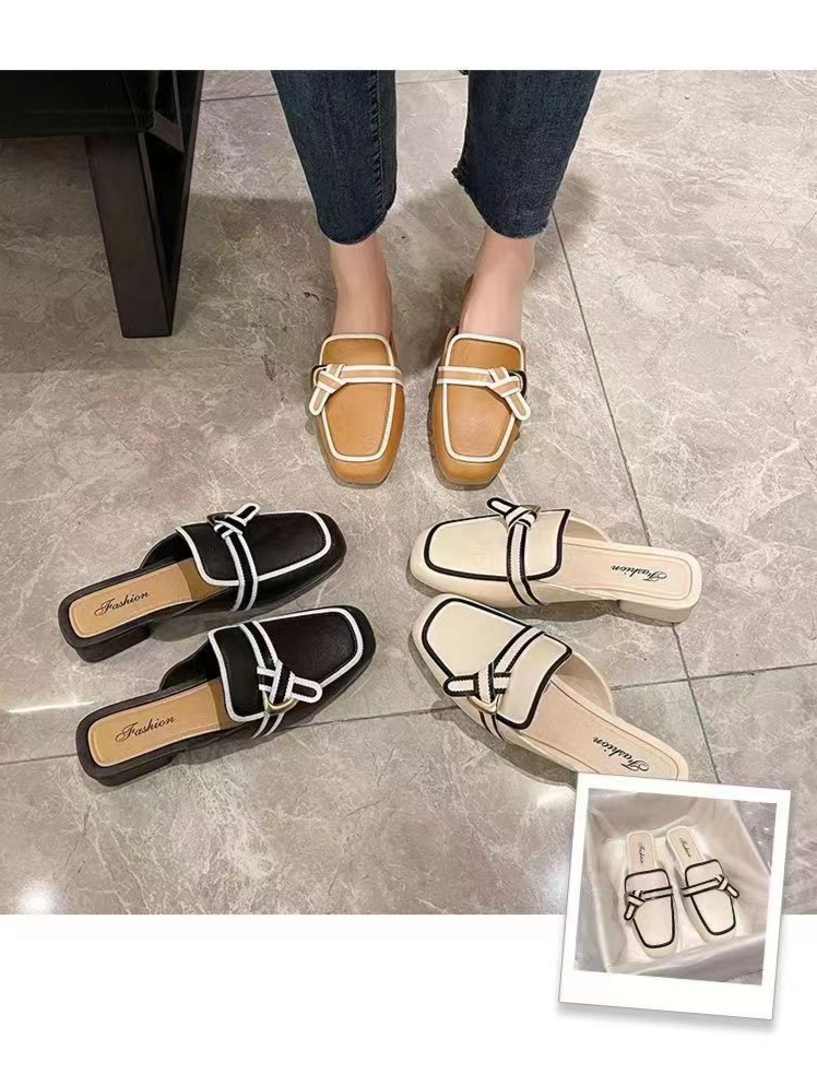 Baotou Mezzo Supporto Pantofole Estive Donna Capispalla New Net Rosso Versione Coreana Sandali e pantofole casual antiscivolo con tacco basso_voghion.com