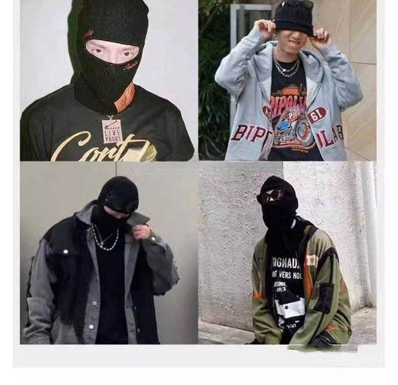 Balaklafa Autumn And Winter Knitted Cold Hat Headset Riding Windproof Face Mask Men's_voghion.com