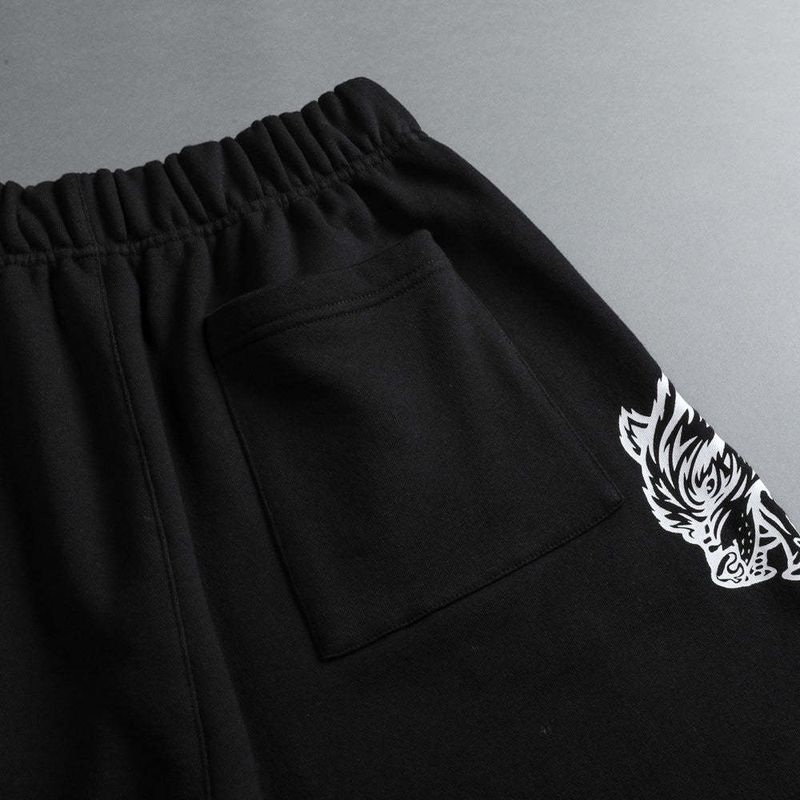 Men's Clothing New Pure Cotton Terry Casual Shorts Personality Wolf Head Print Pants Sweat Absorbent Breathable Men's Casual Pants_voghion.com